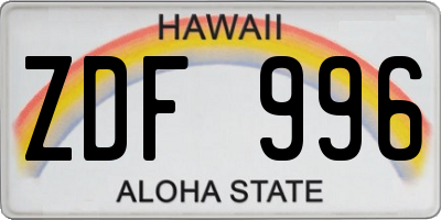 HI license plate ZDF996
