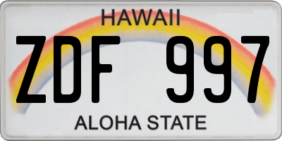 HI license plate ZDF997