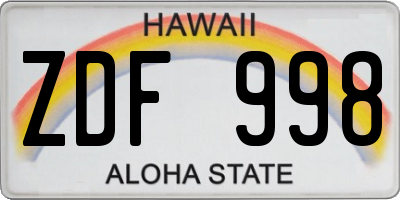 HI license plate ZDF998
