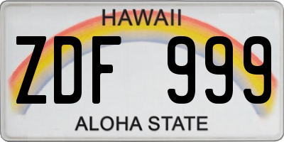 HI license plate ZDF999