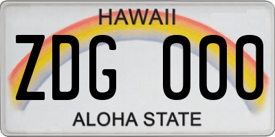 HI license plate ZDG000