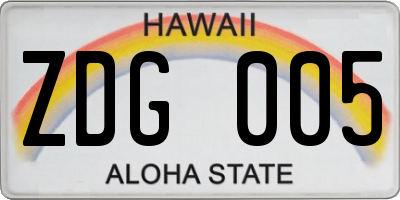 HI license plate ZDG005