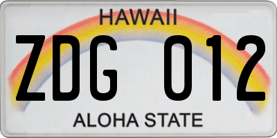 HI license plate ZDG012