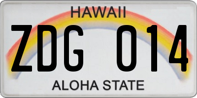 HI license plate ZDG014