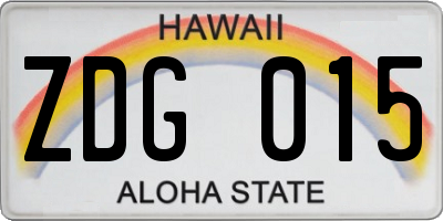 HI license plate ZDG015