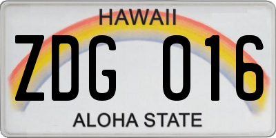 HI license plate ZDG016
