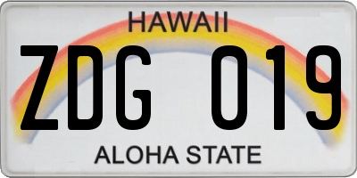 HI license plate ZDG019