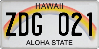 HI license plate ZDG021
