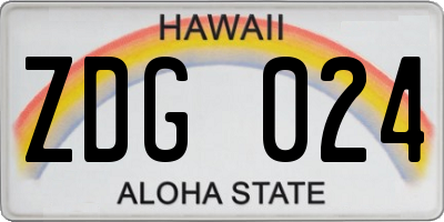 HI license plate ZDG024