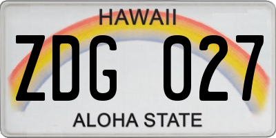 HI license plate ZDG027