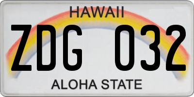 HI license plate ZDG032