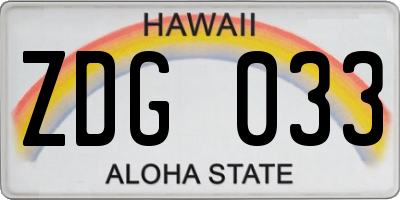 HI license plate ZDG033