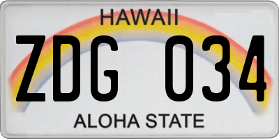 HI license plate ZDG034