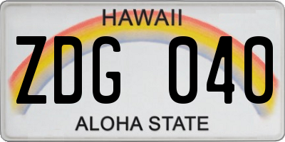 HI license plate ZDG040