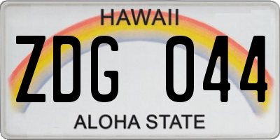 HI license plate ZDG044