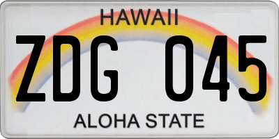 HI license plate ZDG045