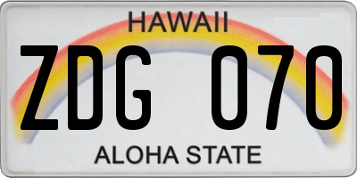 HI license plate ZDG070