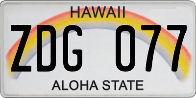 HI license plate ZDG077