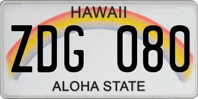 HI license plate ZDG080