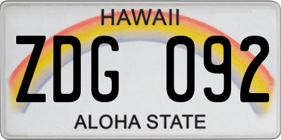 HI license plate ZDG092