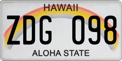 HI license plate ZDG098