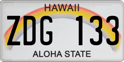 HI license plate ZDG133