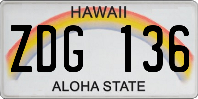 HI license plate ZDG136
