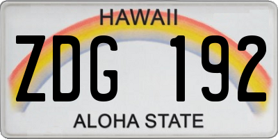 HI license plate ZDG192