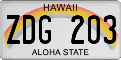 HI license plate ZDG203