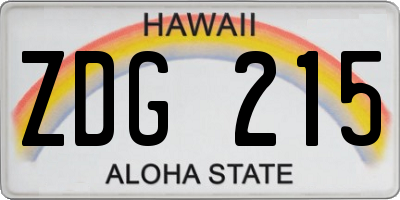 HI license plate ZDG215