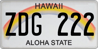 HI license plate ZDG222
