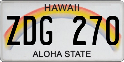 HI license plate ZDG270
