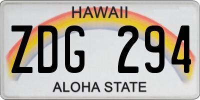 HI license plate ZDG294