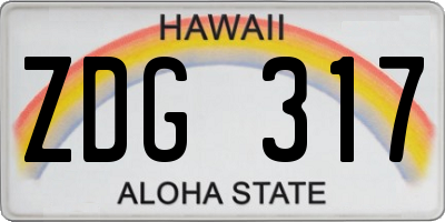 HI license plate ZDG317