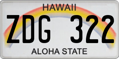 HI license plate ZDG322