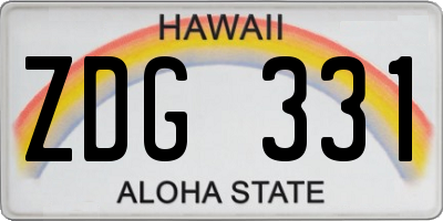 HI license plate ZDG331