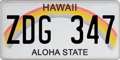 HI license plate ZDG347