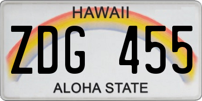 HI license plate ZDG455