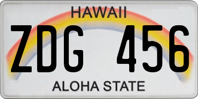 HI license plate ZDG456