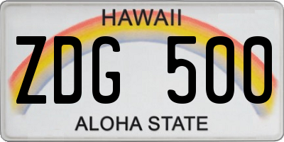 HI license plate ZDG500