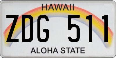HI license plate ZDG511