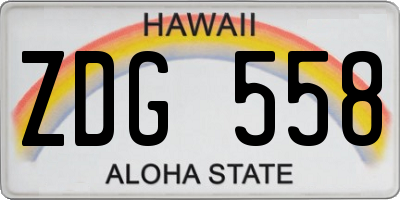 HI license plate ZDG558