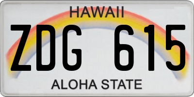 HI license plate ZDG615