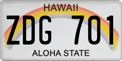 HI license plate ZDG701