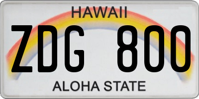 HI license plate ZDG800