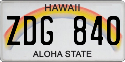 HI license plate ZDG840