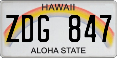 HI license plate ZDG847