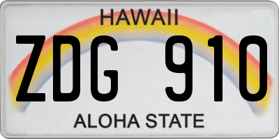 HI license plate ZDG910