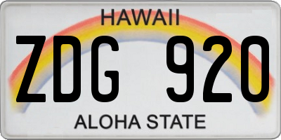 HI license plate ZDG920