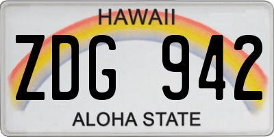 HI license plate ZDG942
